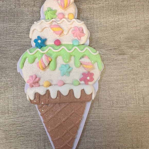 December Diamond Ice Cream Cone Ornament 12" - Picture 1 of 3